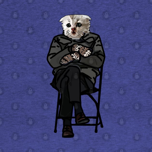 Funny Zoom Cat wearing Bernie Sanders Mittens Memes by ellenhenryart